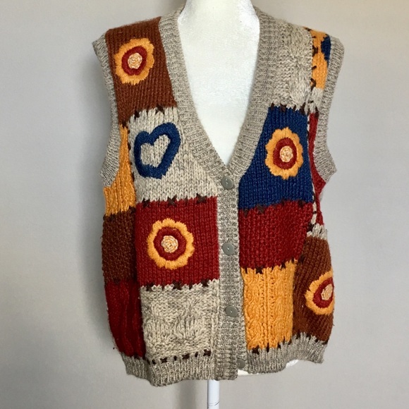 Vintage Two Twenty Sz Small Grey Red Sweater Vest - Picture 1 of 8